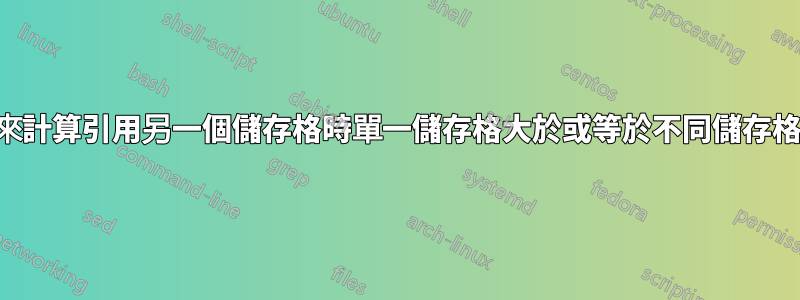 需要一個公式來計算引用另一個儲存格時單一儲存格大於或等於不同儲存格中的值的次數