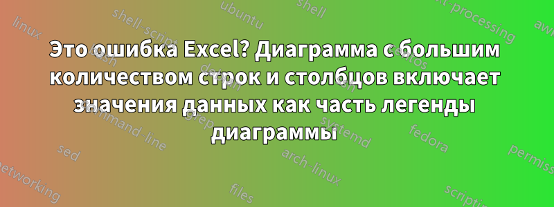 Это ошибка Excel? Диаграмма с большим количеством строк и столбцов включает значения данных как часть легенды диаграммы