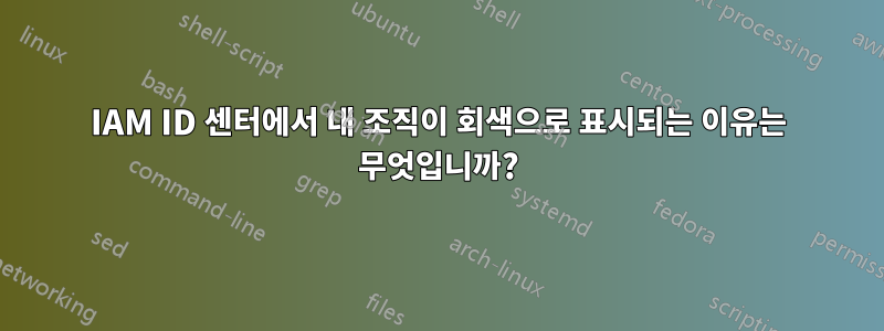 IAM ID 센터에서 내 조직이 회색으로 표시되는 이유는 무엇입니까?