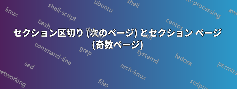 セクション区切り (次のページ) とセクション ページ (奇数ページ)