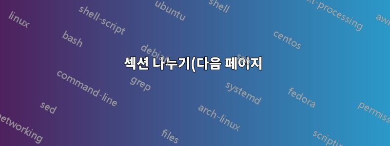 섹션 나누기(다음 페이지)와 섹션 페이지(홀수 페이지)