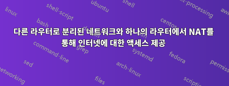 다른 라우터로 분리된 네트워크와 하나의 라우터에서 NAT를 통해 인터넷에 대한 액세스 제공