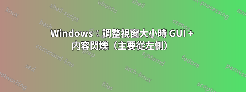 Windows：調整視窗大小時 GUI + 內容閃爍（主要從左側）