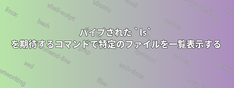 パイプされた `ls` を期待するコマンドで特定のファイルを一覧表示する