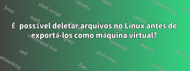 É possível deletar arquivos no Linux antes de exportá-los como máquina virtual?
