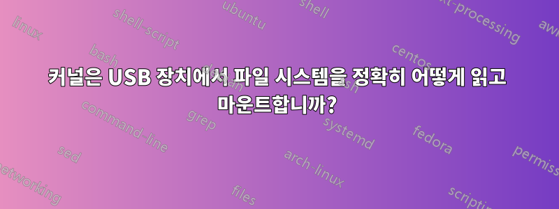 커널은 USB 장치에서 파일 시스템을 정확히 어떻게 읽고 마운트합니까?