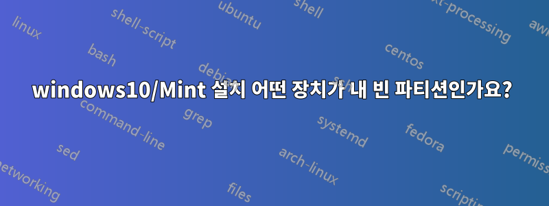 windows10/Mint 설치 어떤 장치가 내 빈 파티션인가요?