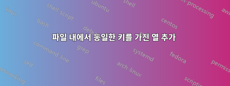 파일 내에서 동일한 키를 가진 열 추가