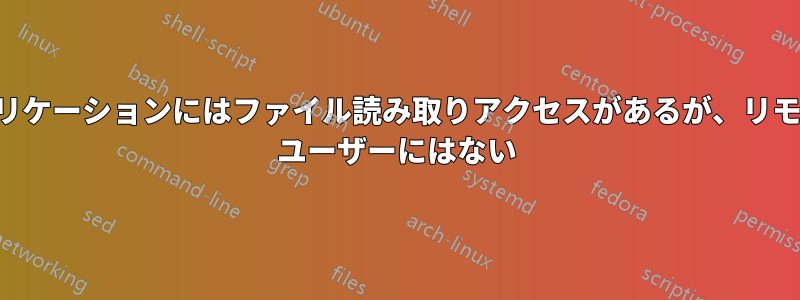 アプリケーションにはファイル読み取りアクセスがあるが、リモート ユーザーにはない