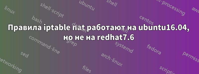 Правила iptable nat работают на ubuntu16.04, но не на redhat7.6