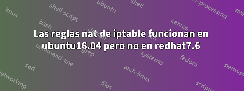 Las reglas nat de iptable funcionan en ubuntu16.04 pero no en redhat7.6