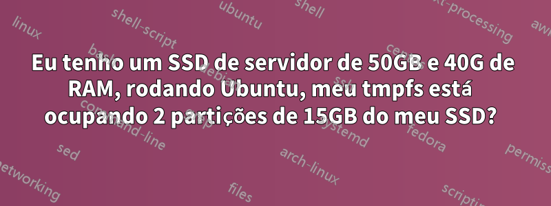 Eu tenho um SSD de servidor de 50GB e 40G de RAM, rodando Ubuntu, meu tmpfs está ocupando 2 partições de 15GB do meu SSD?