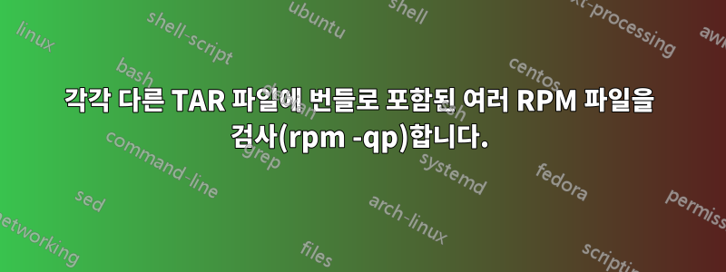 각각 다른 TAR 파일에 번들로 포함된 여러 RPM 파일을 검사(rpm -qp)합니다.