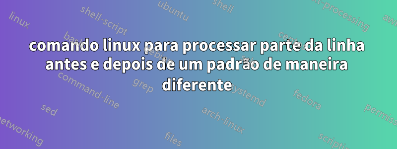 comando linux para processar parte da linha antes e depois de um padrão de maneira diferente