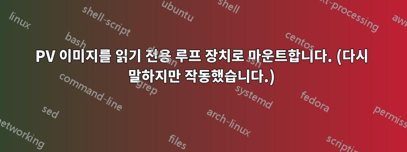 PV 이미지를 읽기 전용 루프 장치로 마운트합니다. (다시 말하지만 작동했습니다.)
