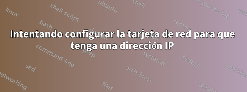 Intentando configurar la tarjeta de red para que tenga una dirección IP