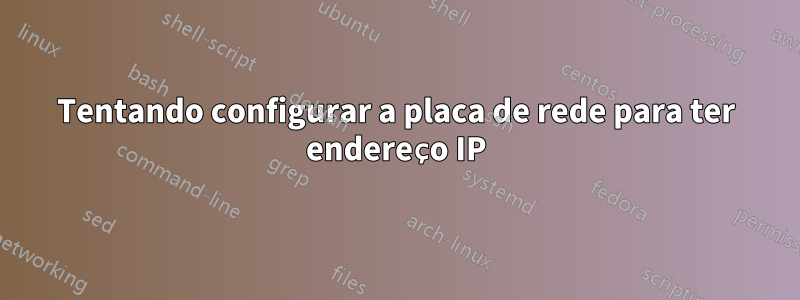 Tentando configurar a placa de rede para ter endereço IP