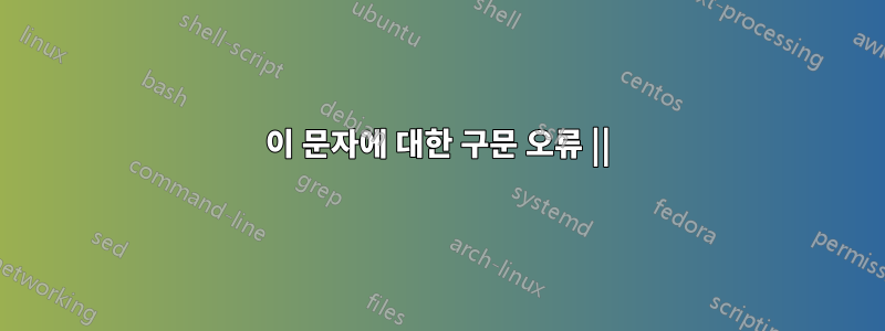 이 문자에 대한 구문 오류 ||
