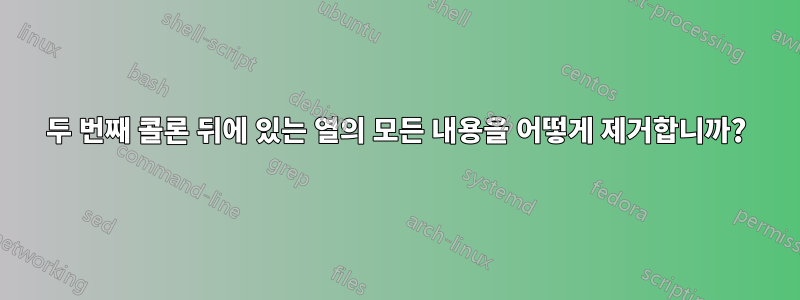 두 번째 콜론 뒤에 있는 열의 모든 내용을 어떻게 제거합니까?