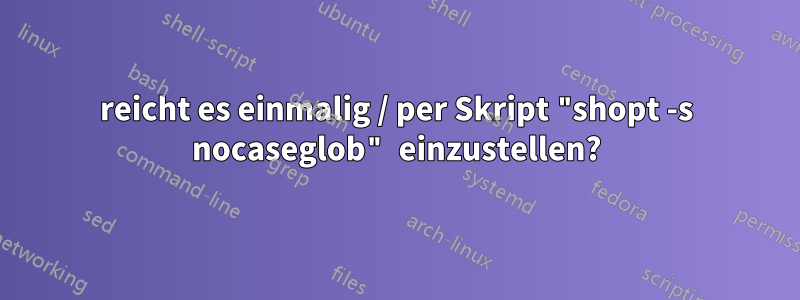 reicht es einmalig / per Skript "shopt -s nocaseglob" einzustellen?