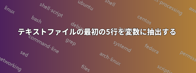 テキストファイルの最初の5行を変数に抽出する