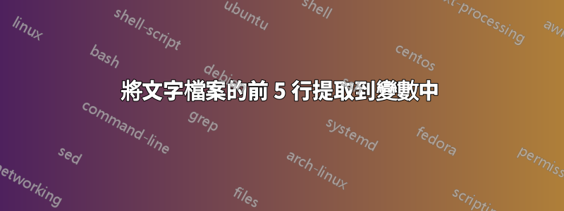 將文字檔案的前 5 行提取到變數中