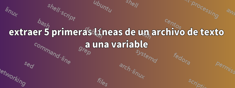 extraer 5 primeras líneas de un archivo de texto a una variable