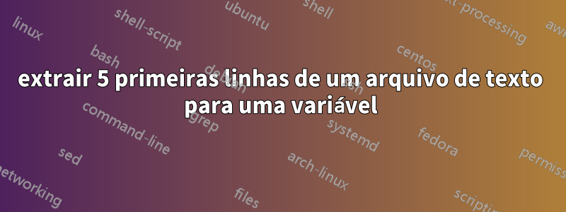 extrair 5 primeiras linhas de um arquivo de texto para uma variável