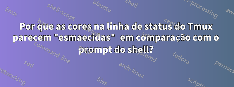 Por que as cores na linha de status do Tmux parecem "esmaecidas" em comparação com o prompt do shell?