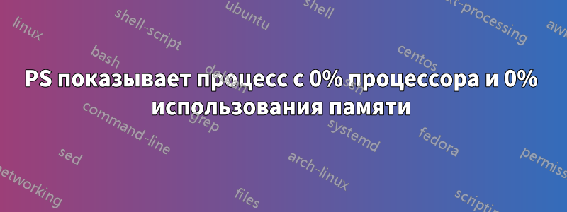 PS показывает процесс с 0% процессора и 0% использования памяти