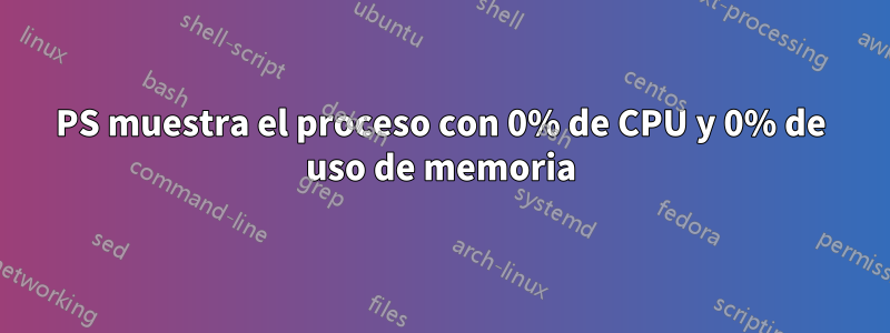PS muestra el proceso con 0% de CPU y 0% de uso de memoria