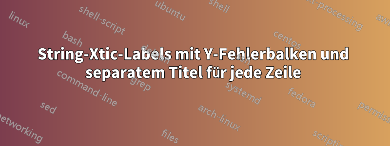 String-Xtic-Labels mit Y-Fehlerbalken und separatem Titel für jede Zeile