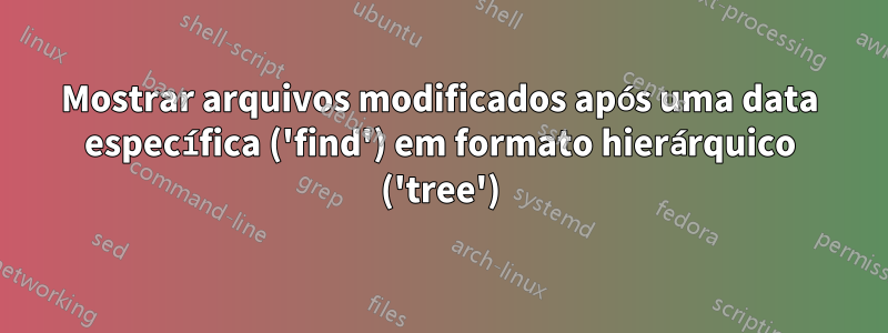Mostrar arquivos modificados após uma data específica ('find') em formato hierárquico ('tree')