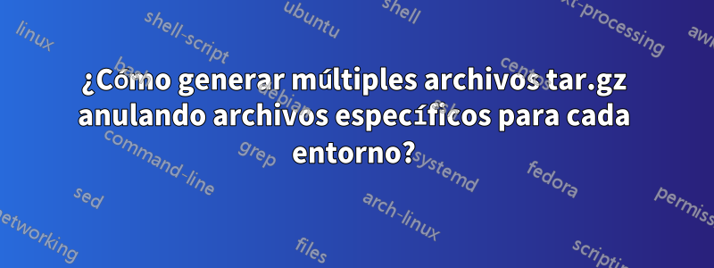 ¿Cómo generar múltiples archivos tar.gz anulando archivos específicos para cada entorno?