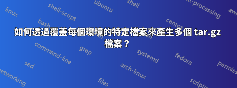 如何透過覆蓋每個環境的特定檔案來產生多個 tar.gz 檔案?