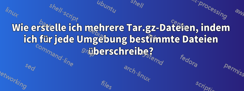 Wie erstelle ich mehrere Tar.gz-Dateien, indem ich für jede Umgebung bestimmte Dateien überschreibe?