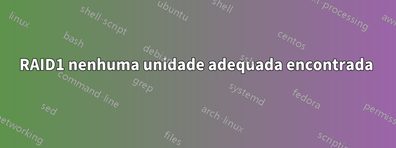 RAID1 nenhuma unidade adequada encontrada