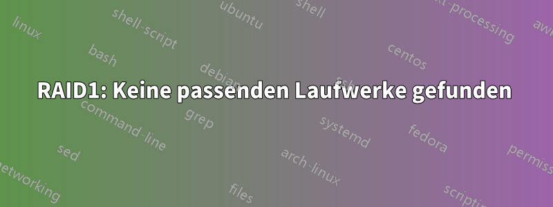 RAID1: Keine passenden Laufwerke gefunden