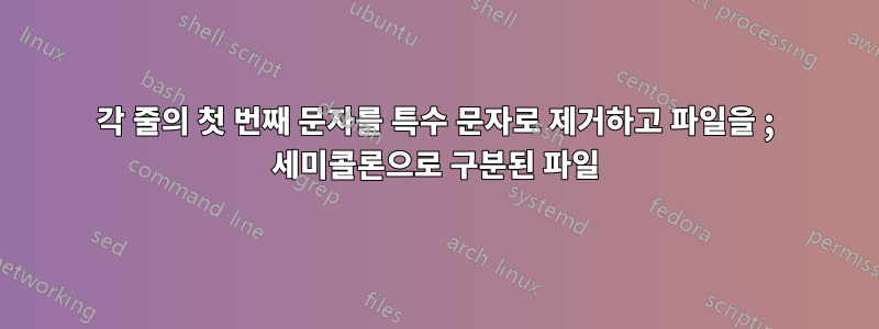 각 줄의 첫 번째 문자를 특수 문자로 제거하고 파일을 ; 세미콜론으로 구분된 파일