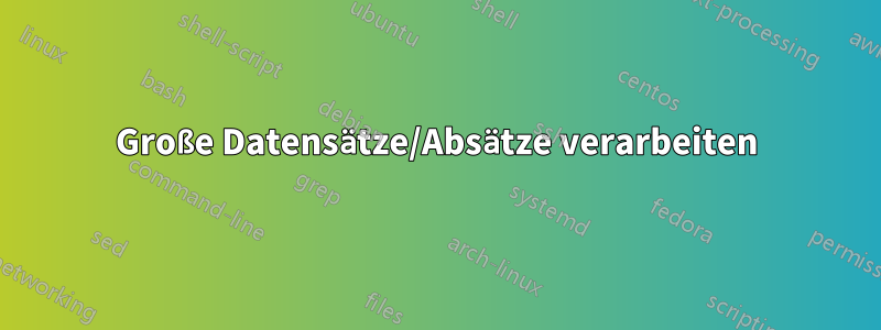 Große Datensätze/Absätze verarbeiten