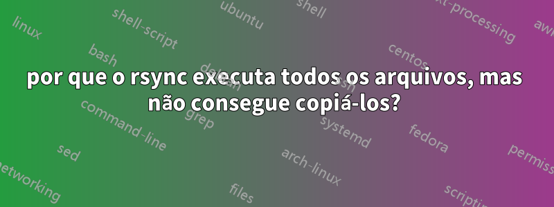 por que o rsync executa todos os arquivos, mas não consegue copiá-los?