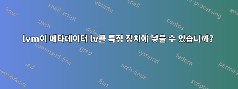 lvm이 메타데이터 lv를 특정 장치에 넣을 수 있습니까?