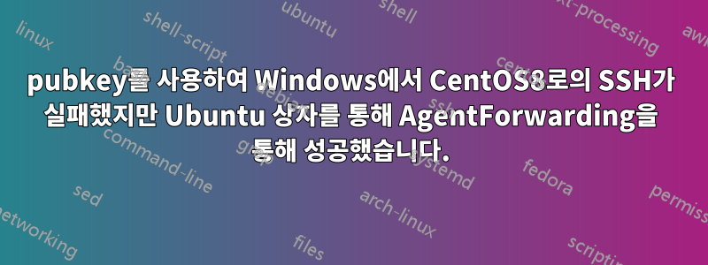 pubkey를 사용하여 Windows에서 CentOS8로의 SSH가 실패했지만 Ubuntu 상자를 통해 AgentForwarding을 통해 성공했습니다.