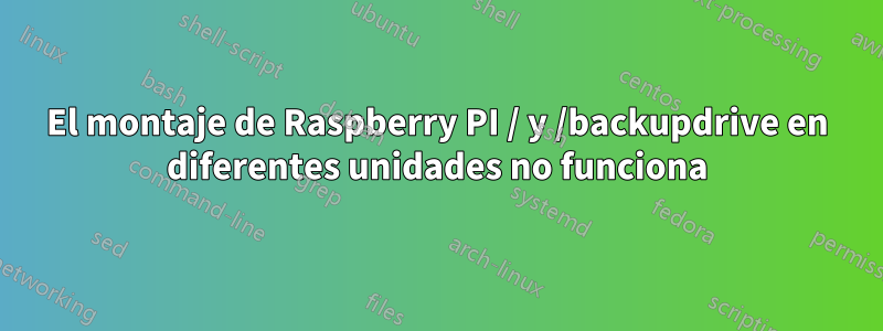 El montaje de Raspberry PI / y /backupdrive en diferentes unidades no funciona
