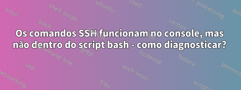 Os comandos SSH funcionam no console, mas não dentro do script bash - como diagnosticar?