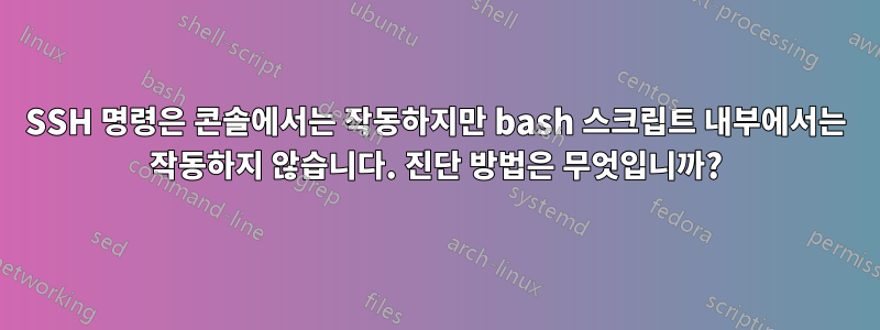SSH 명령은 콘솔에서는 작동하지만 bash 스크립트 내부에서는 작동하지 않습니다. 진단 방법은 무엇입니까?