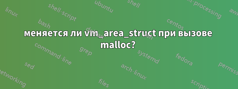 меняется ли vm_area_struct при вызове malloc?