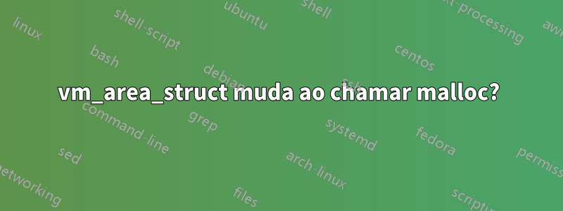vm_area_struct muda ao chamar malloc?