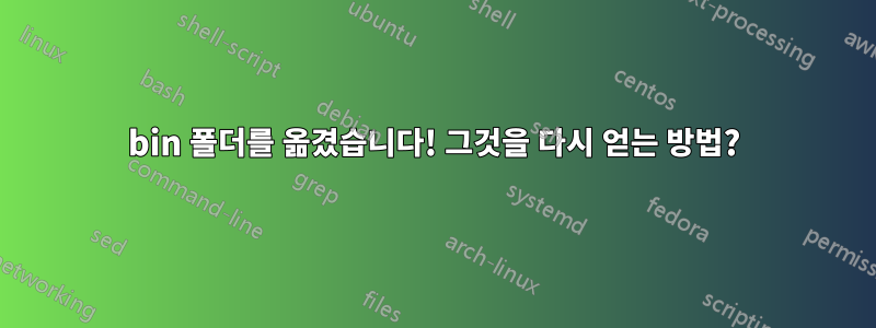 bin 폴더를 옮겼습니다! 그것을 다시 얻는 방법?