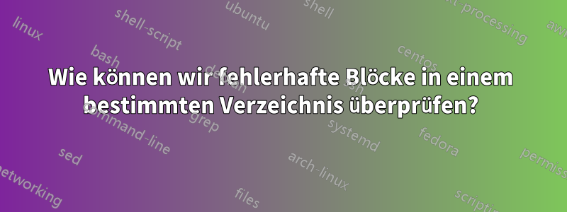 Wie können wir fehlerhafte Blöcke in einem bestimmten Verzeichnis überprüfen?